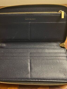 Tory Burch Black leather wristlet wallet